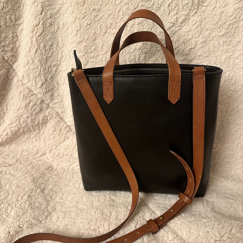 Madewell - The Zip-Top Transport Crossbody - leather, black/brown - EUC